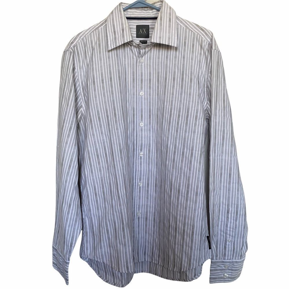 A/X Armani Exchange Mens  Sz L Striped Long Sleeve Shirt